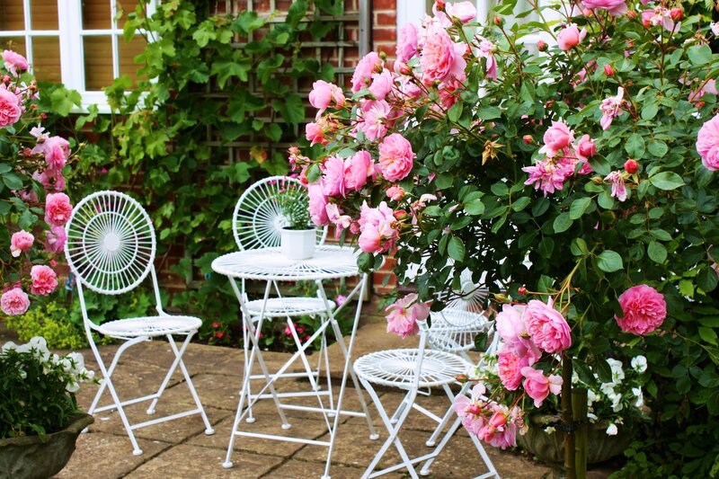 White Garden Furniture — Pink