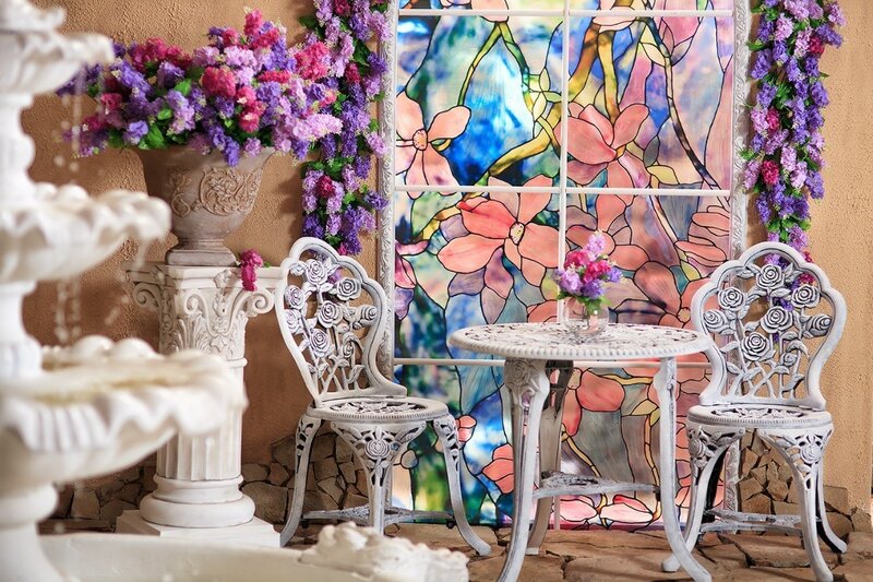 White Garden Furniture — Purple
