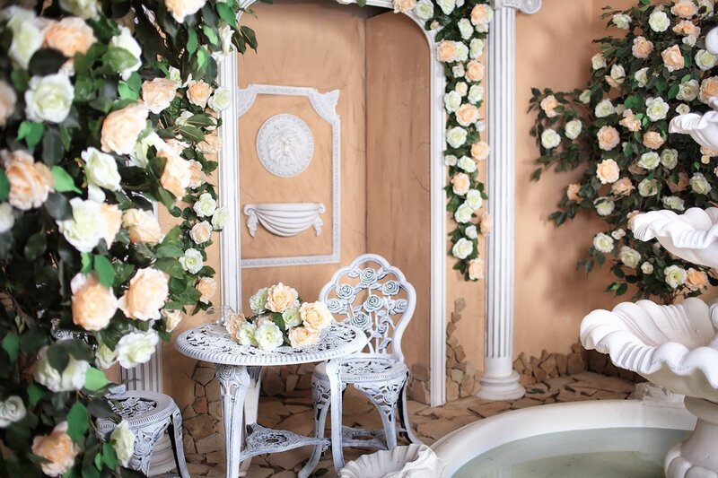 White Garden Table Set — Serene, Photograph