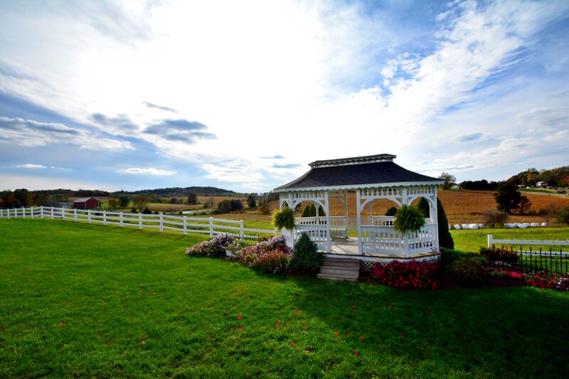White Gazebo in Field — Green, Serene