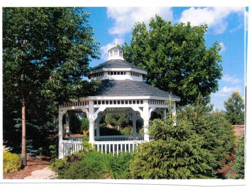 White Gazebo in Garden — Green, Serene, Summer