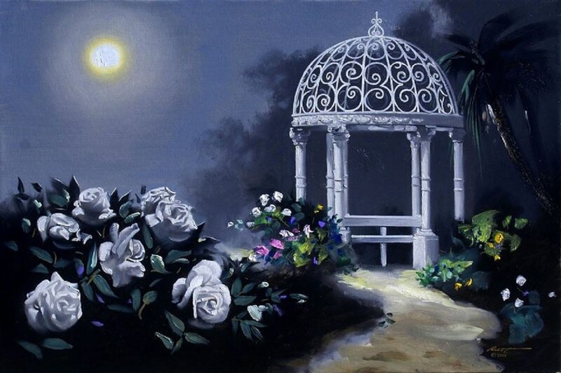 White Gazebo in Garden — Serene