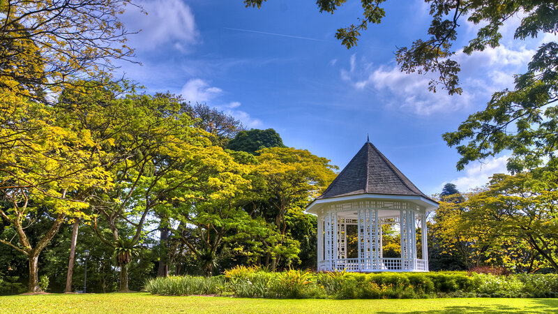 White Gazebo in Park — Green
