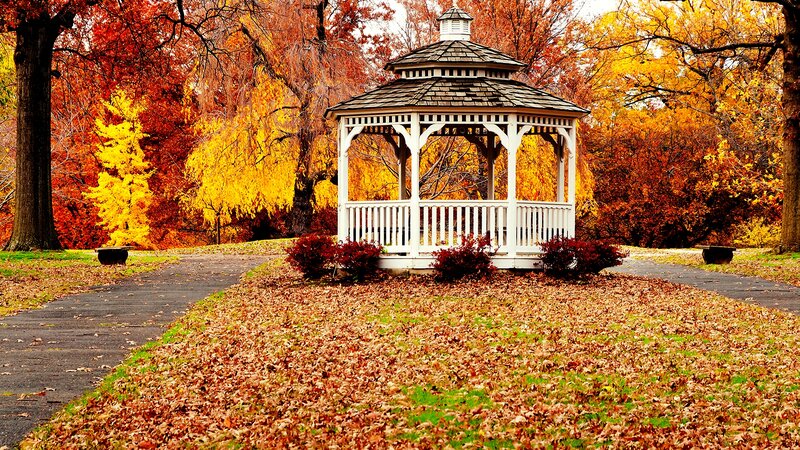 White Gazebo in Park — Orange