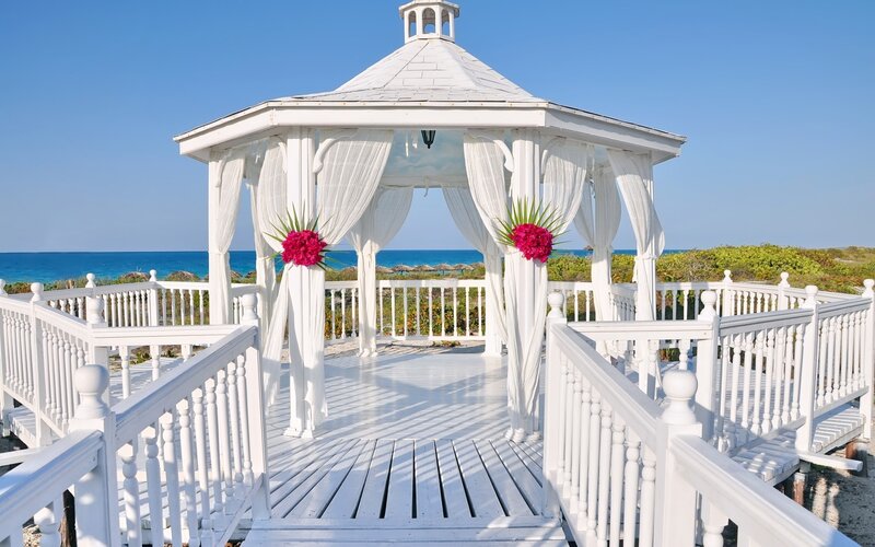 White Gazebo on Beach — Serene
