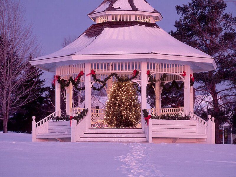 White Gazebo with Tree