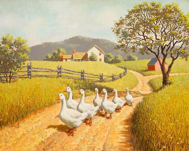 White Geese on Path