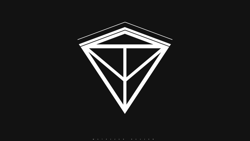 White Geometric Logo — Black, Minimalist, Vector Art, Triangle