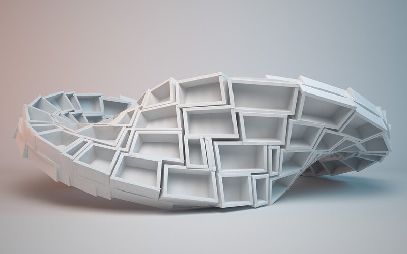 White Geometric Sculpture — Neutral
