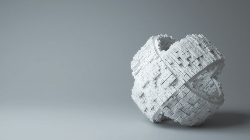 white geometric sculpture