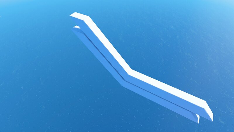 white geometric shape in blue space