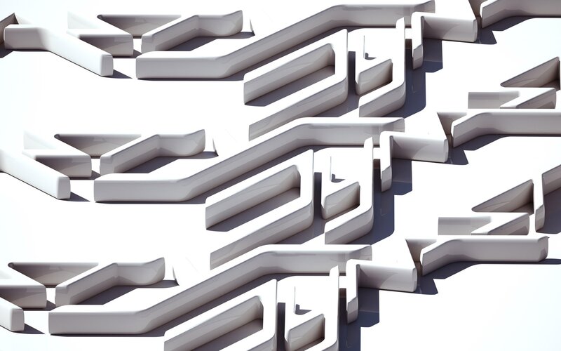White Geometric Shapes — Minimalist, 3d Render
