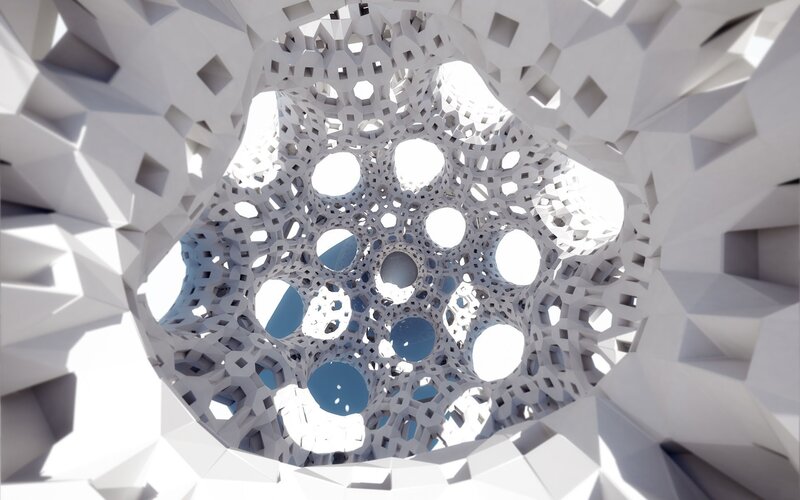 White Geometric Structure — Abstract, 3d Render