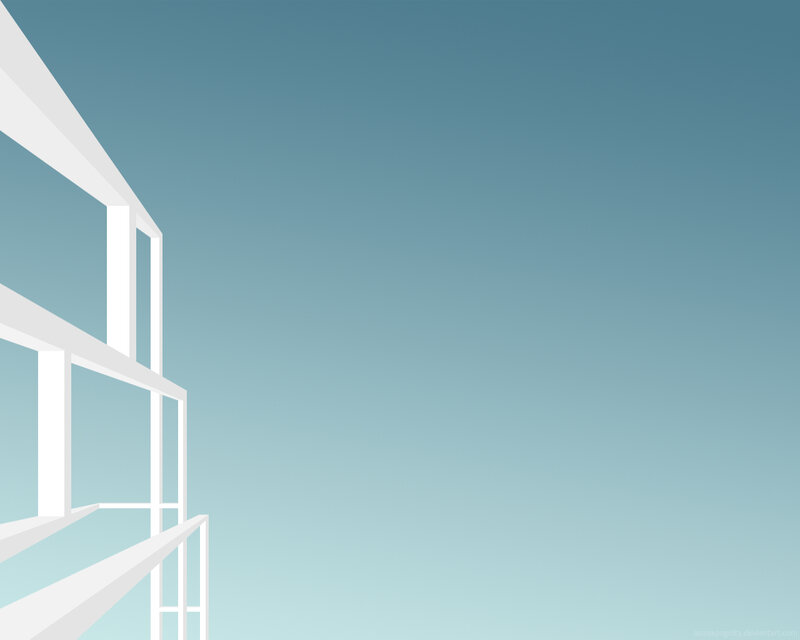 White Geometric Structure — Blue