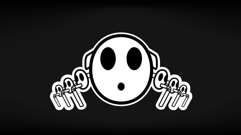 White Ghost Character — Black, Playful, Vector Art