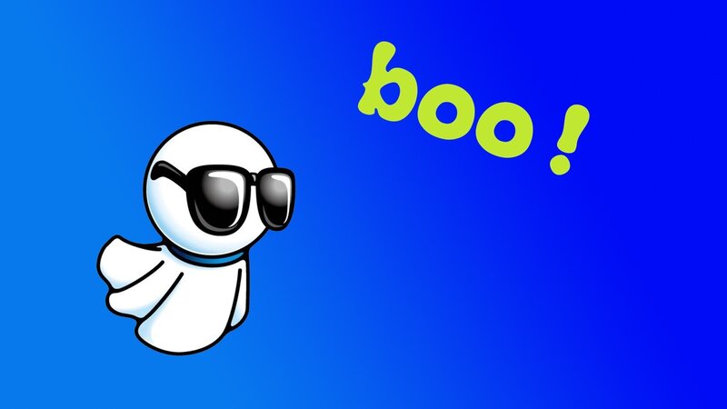 White Ghost Character — Blue, Playful
