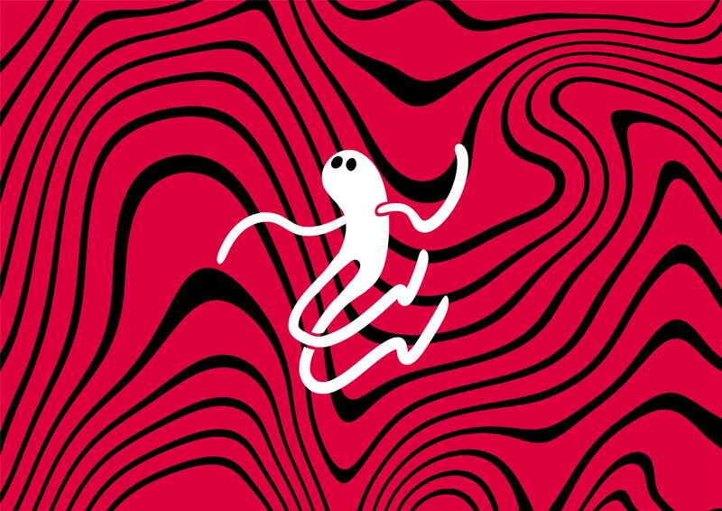White Ghost Figure — Red, Hypnotic