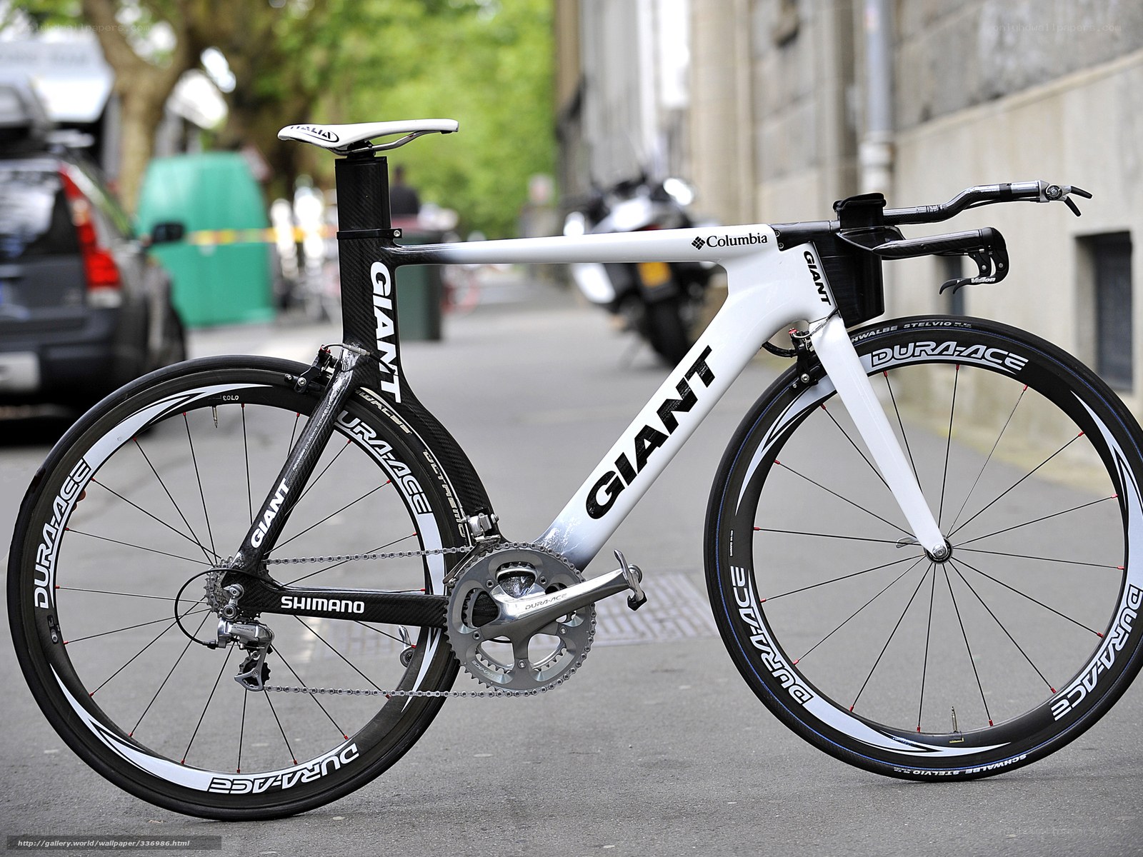white giant bicycle on street