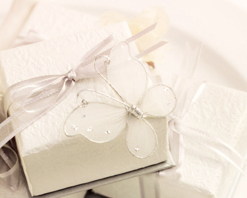White Gift Box with Butterfly
