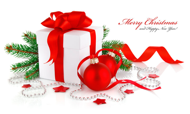 White Gift Box with Ornaments — Festive