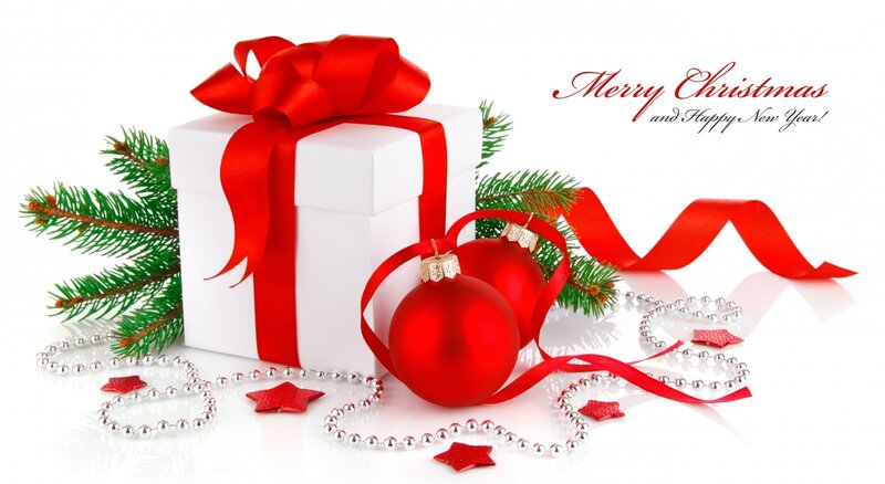 White Gift Box with Ornaments — Festive, Winter, Photograph