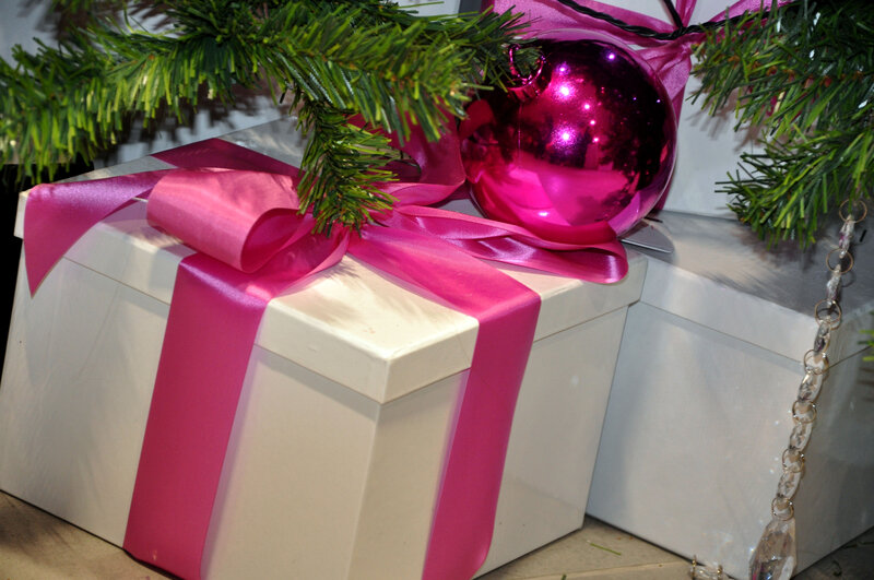 White Gift Box with Pink Ribbon