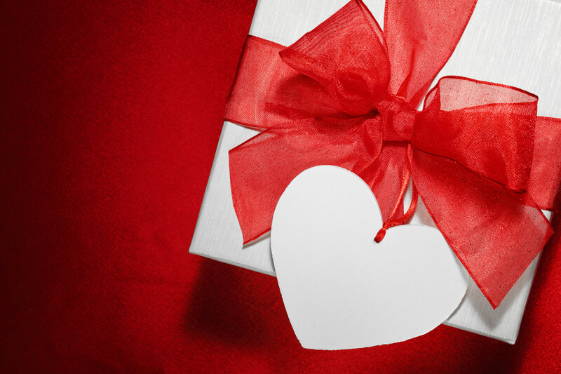 White Gift Box with Red Bow — Romantic
