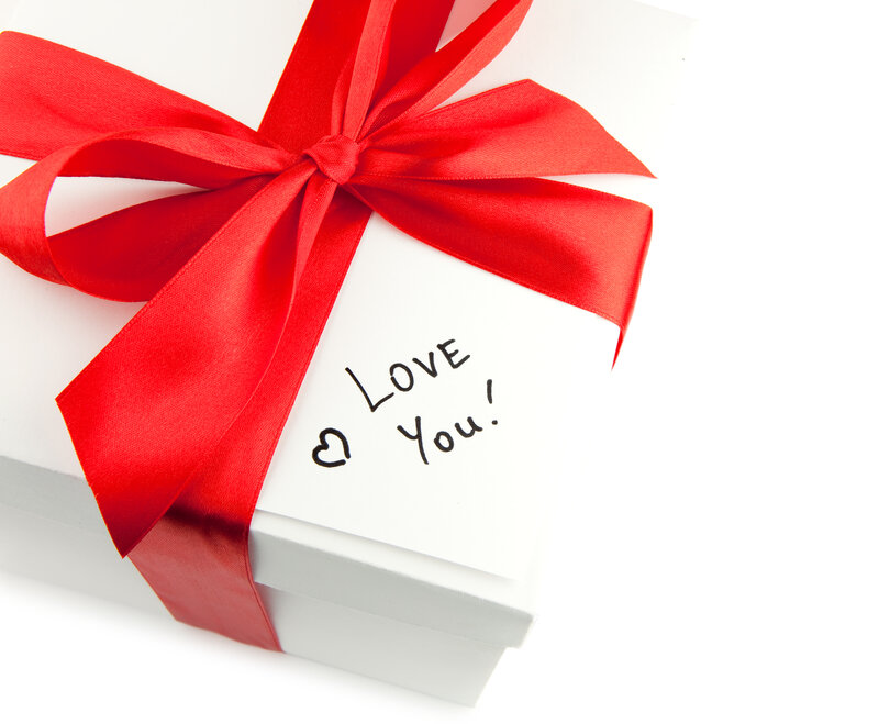 White Gift Box with Red Ribbon — Romantic