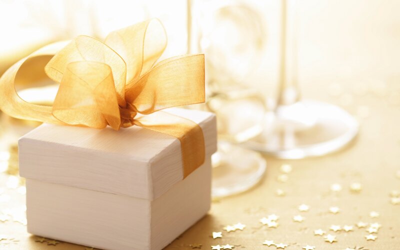 White Gift Box with Ribbon — Celebratory