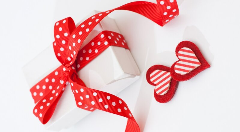 White Gift Box with Ribbon — Festive, Photograph