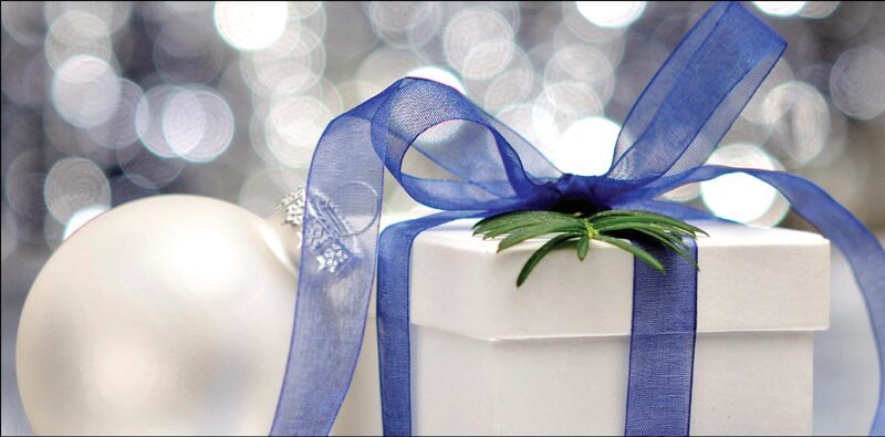 White Gift Box with Ribbon — Festive