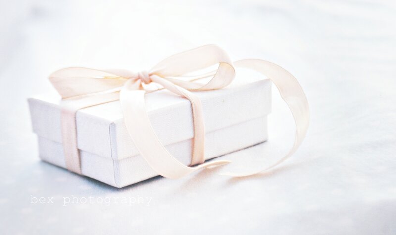 White Gift Box with Ribbon — Serene, Photograph