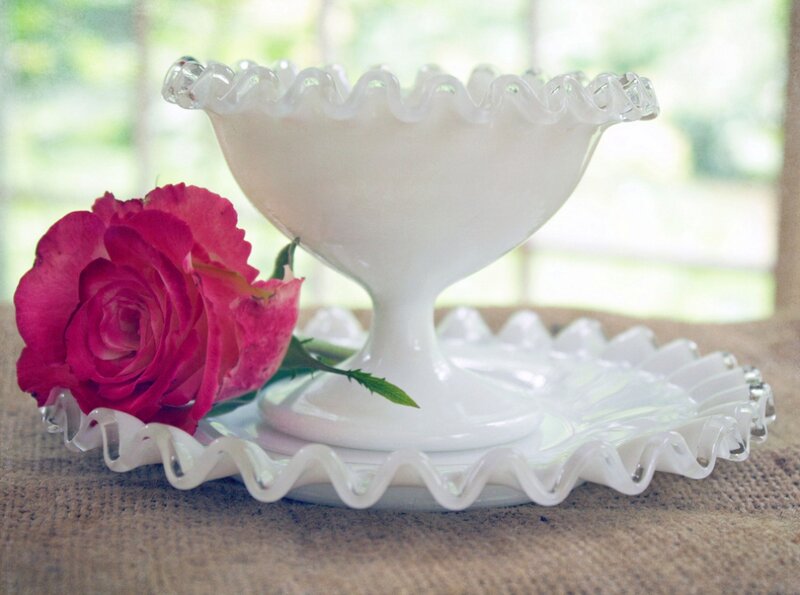 White Glass Bowl and Rose