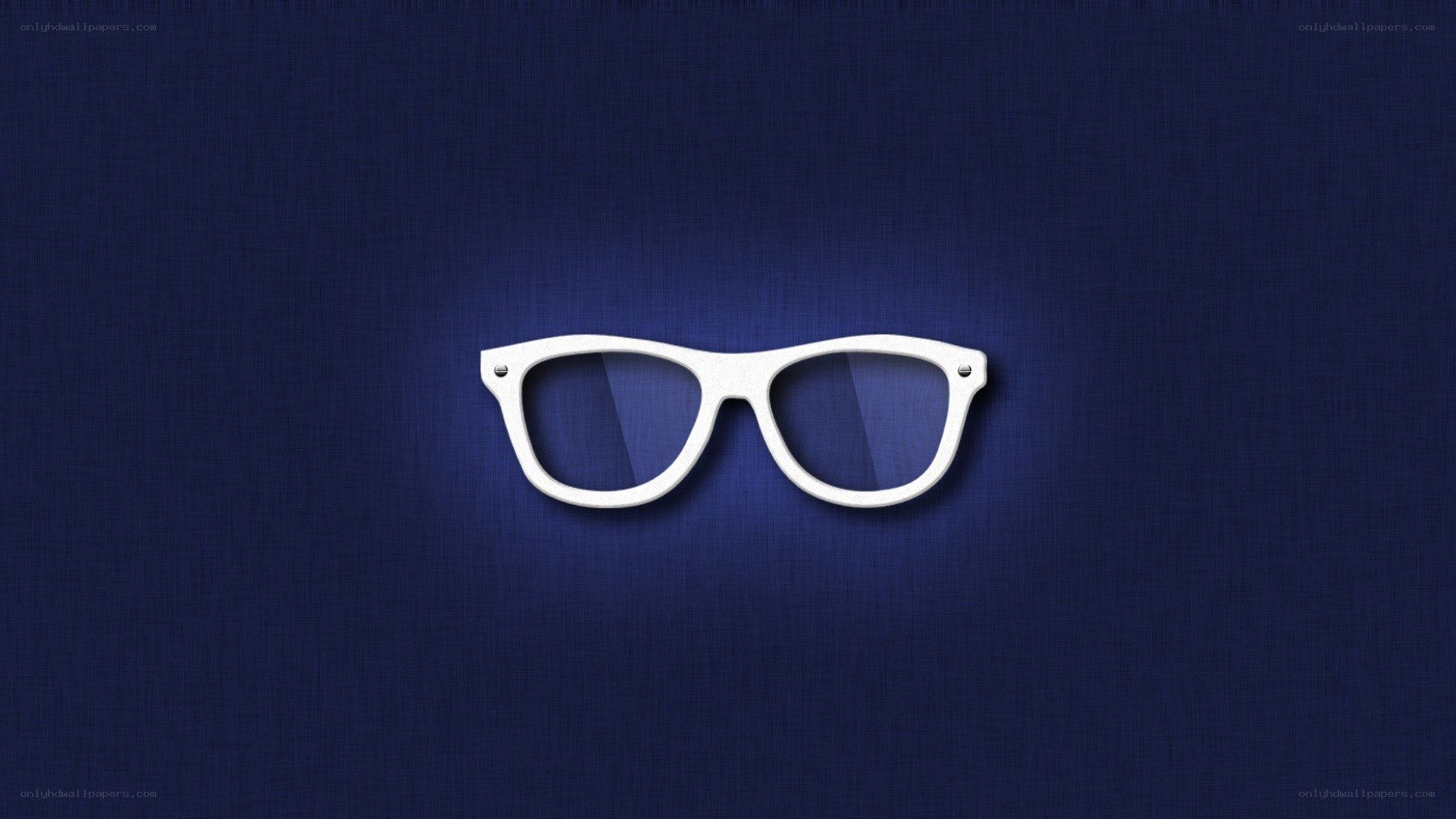 white glasses on blue background