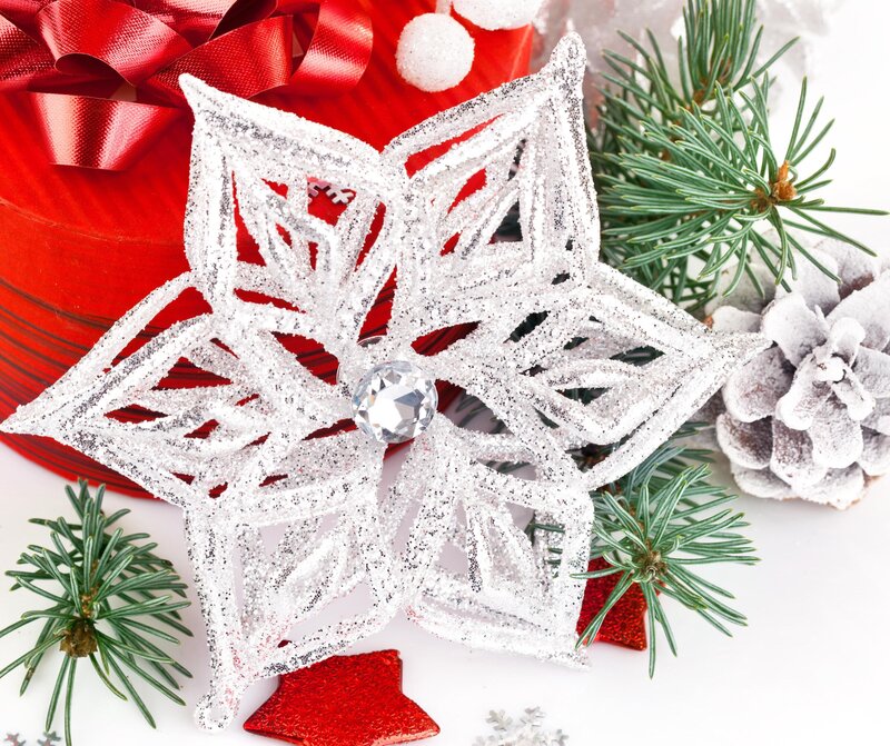 White Glitter Snowflake Ornament
