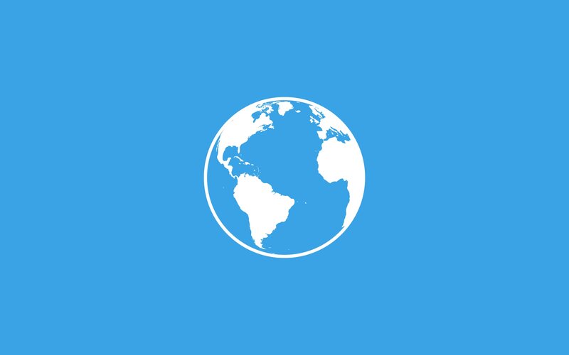 White Globe Icon — Blue, Neutral