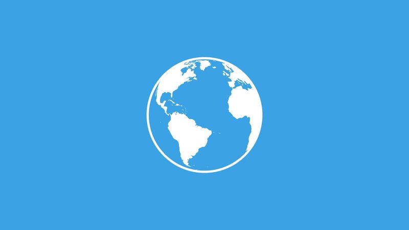 White Globe Icon — Blue