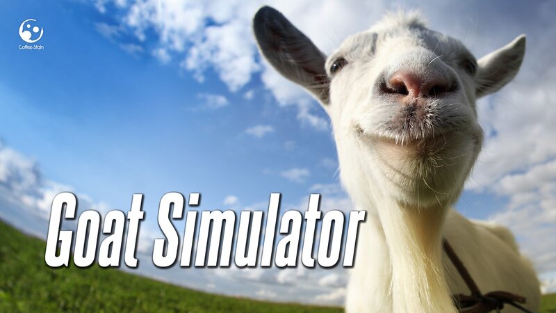 White Goat in Field — Blue, Serene