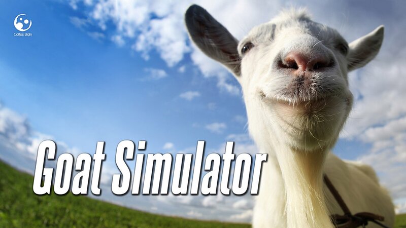 White Goat in Field — Blue