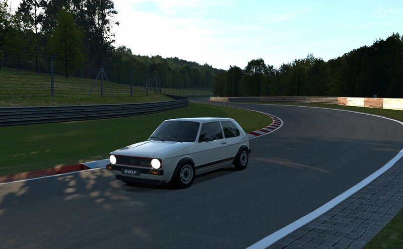 White Golf on a racetrack