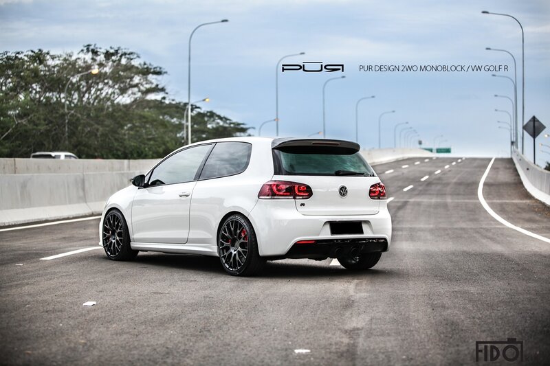 White Golf R on a highway