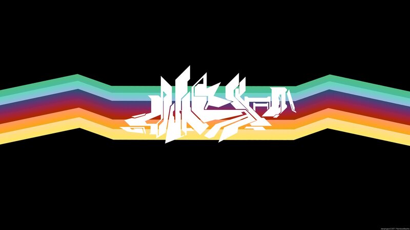 White Graffiti on Rainbow Stripes