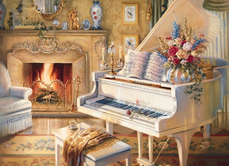 White Grand Piano — Cream, Cozy
