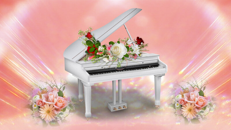 White Grand Piano — Pink