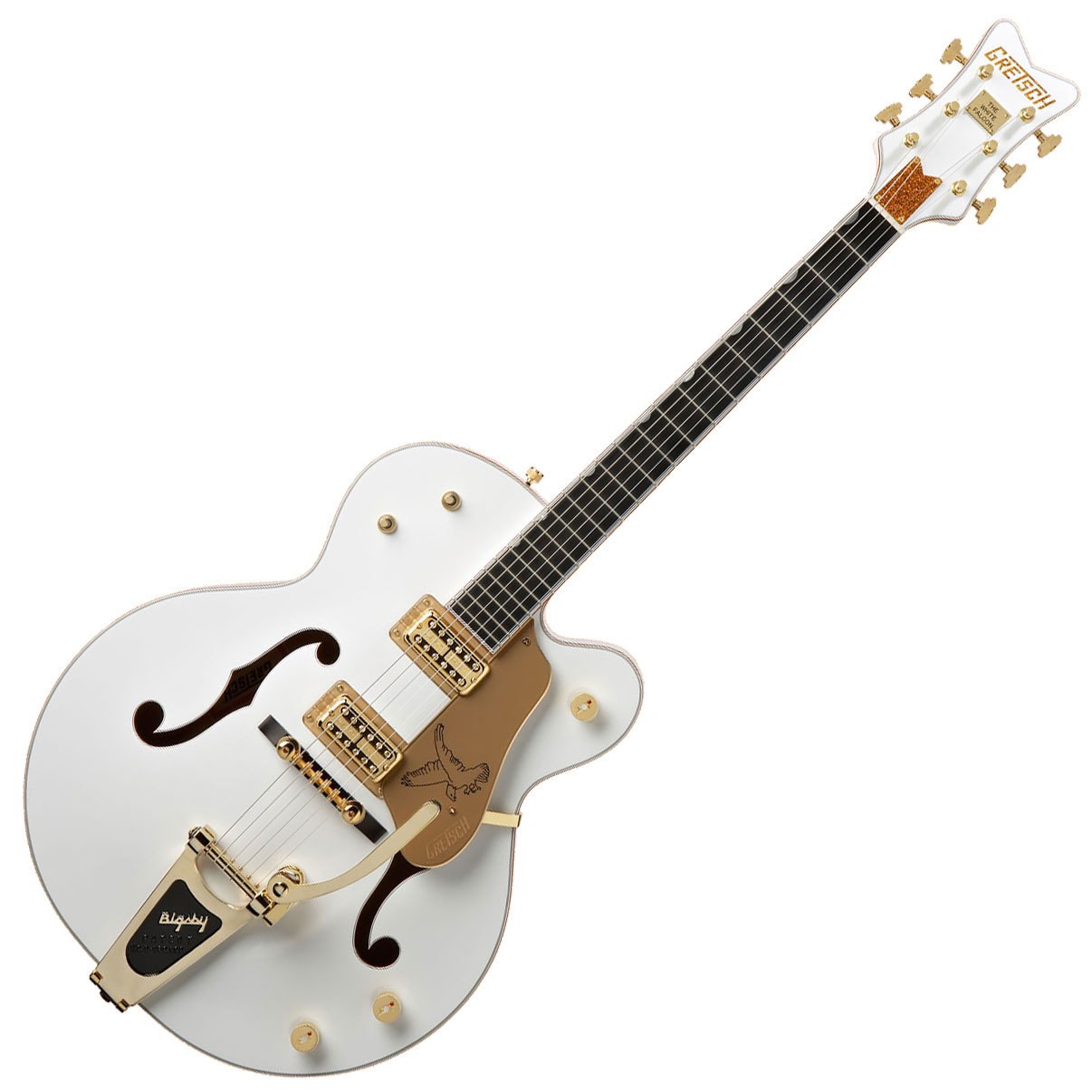 white Gretsch electric guitar