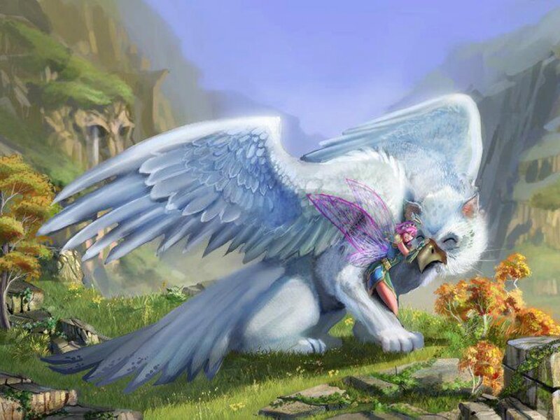 White Griffin with Fairy