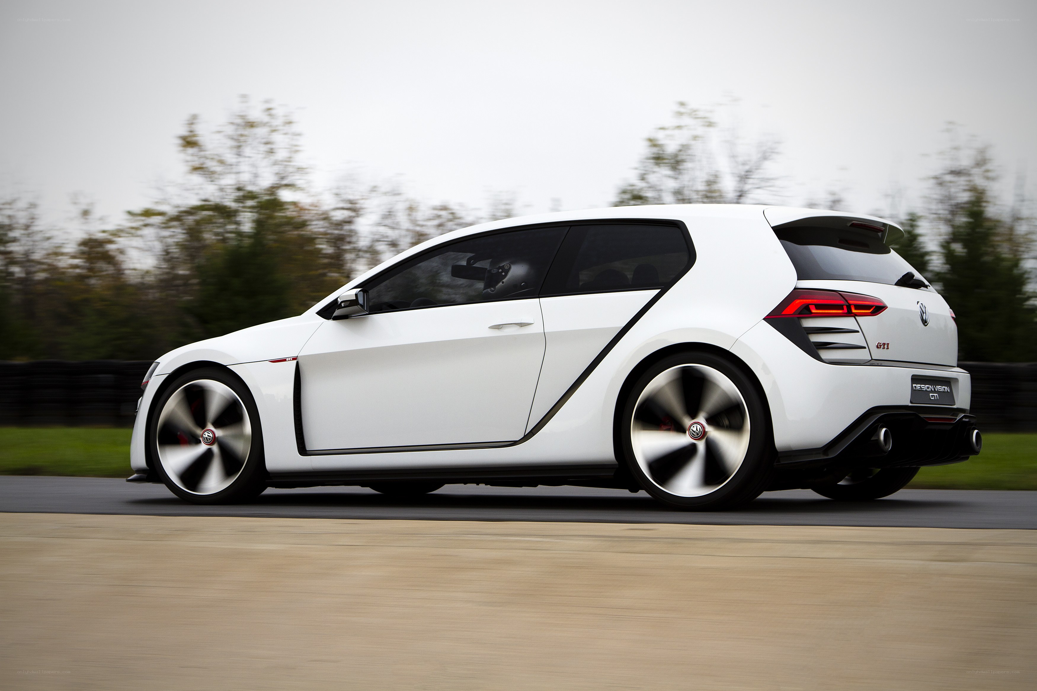White GTI concept car in motion