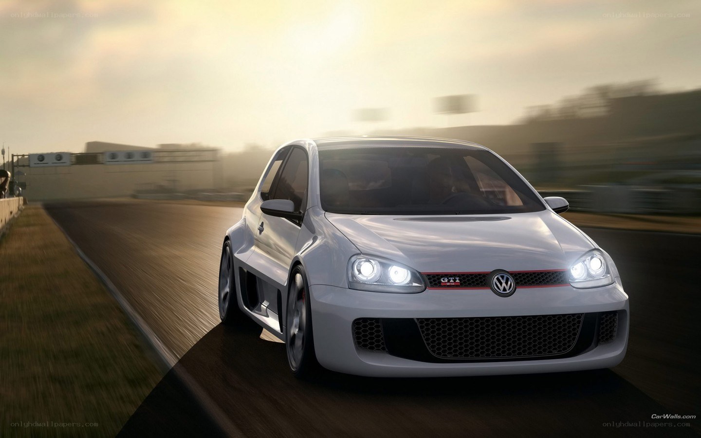 White GTI on a racetrack