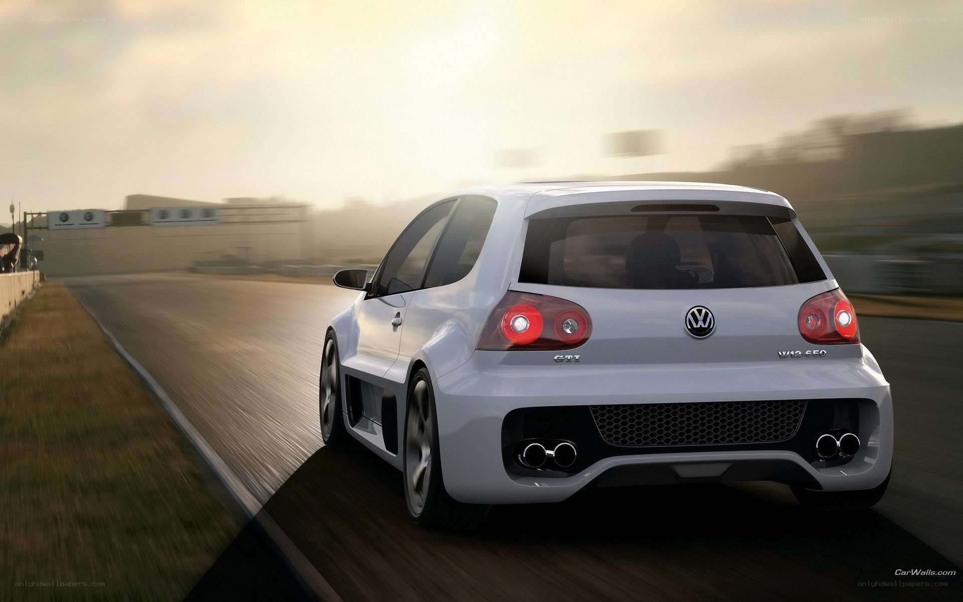 White GTI on a racetrack