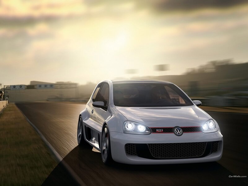 White GTI on a racetrack